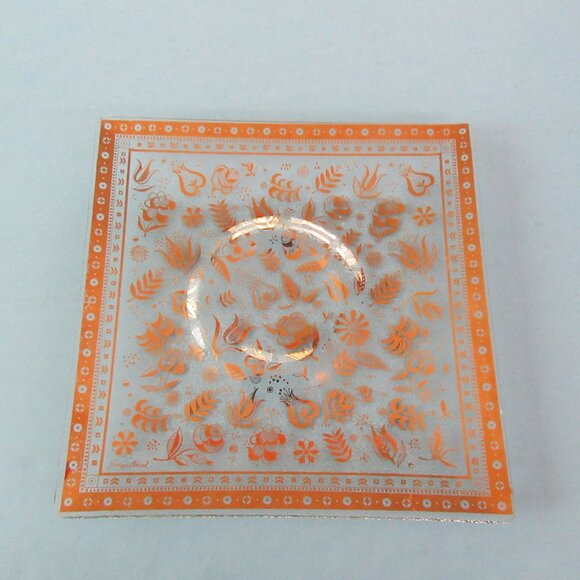 Vintage Georges Briard 22K Gold glass Tray Persian Garden pattern 9 3/4" - Picture 3 of 11
